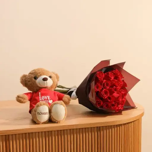 Floward I Love You Small Teddy Bear | Romantic Bouquet