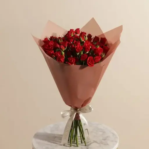 Red Baby Rose Velvet Bouquet | 12 Flowers